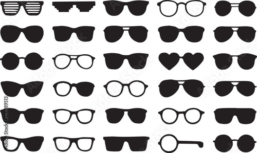 Retro hipster fashion illustration vector set of glasses, sunglasses, and mustaches