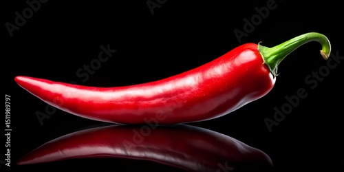 red hot chili pepper on a black background