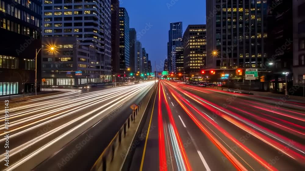 Cityscape at Dusk: Capturing the Dynamic Light Trails of Urban Traffic at Night Cityscape at Dusk: Capturing the Dynamic Light Trails of Urban Traffic at Night