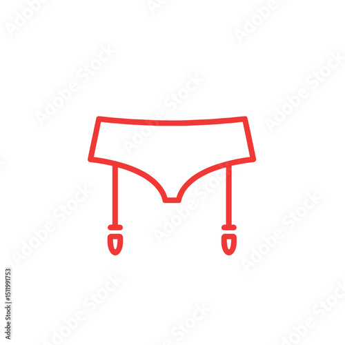 Red garter belt icon for lingerie and adult content apps
