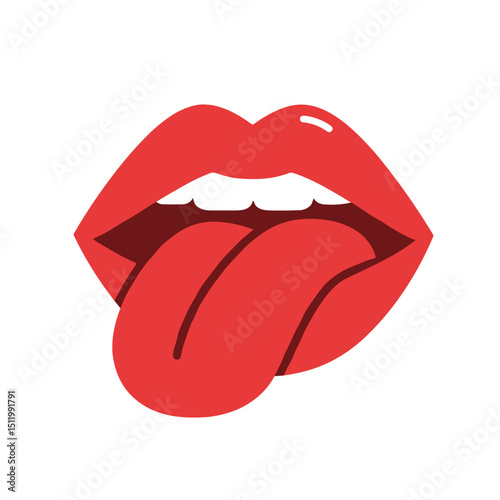Red lips with tongue icon for adult apps and sensual branding