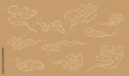 Collection of linear moire design elements