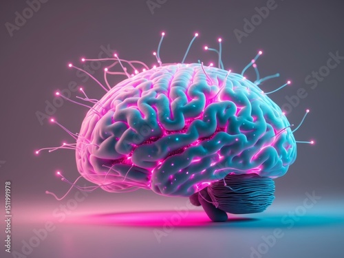 Glowing Neural Network. A Visual Representation of Human Intelligence and Connectivity.