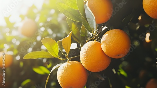 Oranges tree with a bunch of growing mature Oranges