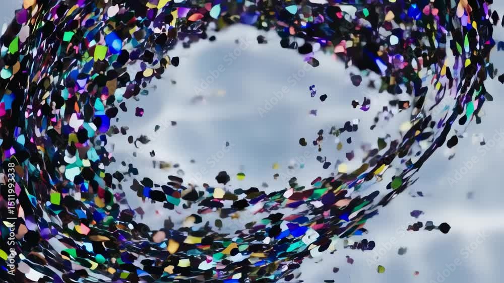 Abstract Particles Flowing in Circular Motion on Water Surface with Light Refractions