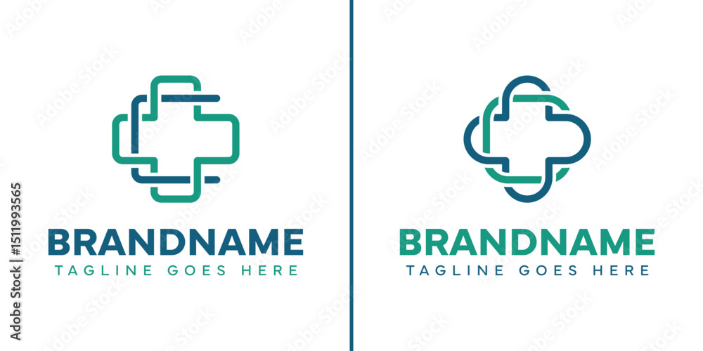 Obraz premium Letter C Medical Cross Logo Set, representing care, health, and trusted medical services
