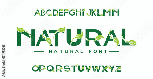 Vector of leaves Texture Alphabet Letters and numbers, Modern palm leaf Letter, Fonts set for Fashion. Festival, natural, autumn, tropical, Forest leaf Textured Font