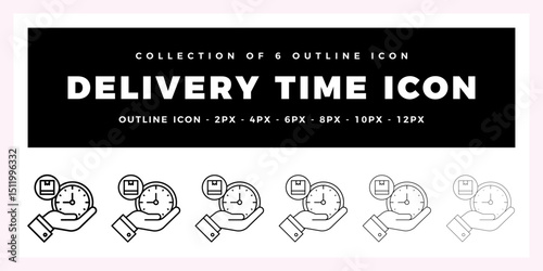 Pack of 6 Outline Vector Delivery Time icon