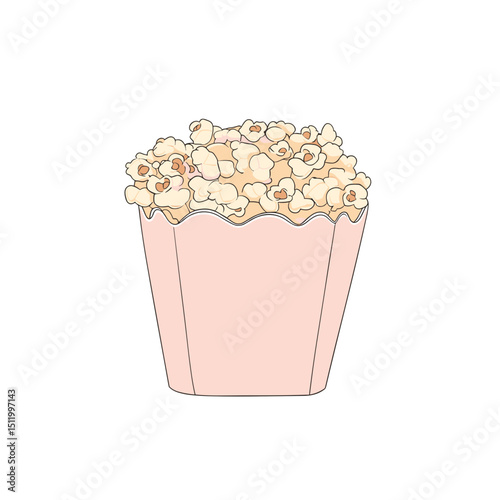 Popcorn Box cartoon illustration, vintage retro vector, minimal geometric style