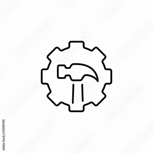 hammer repair icon sign vector