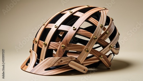 Wooden Bicycle Helmet with Artistic Construction