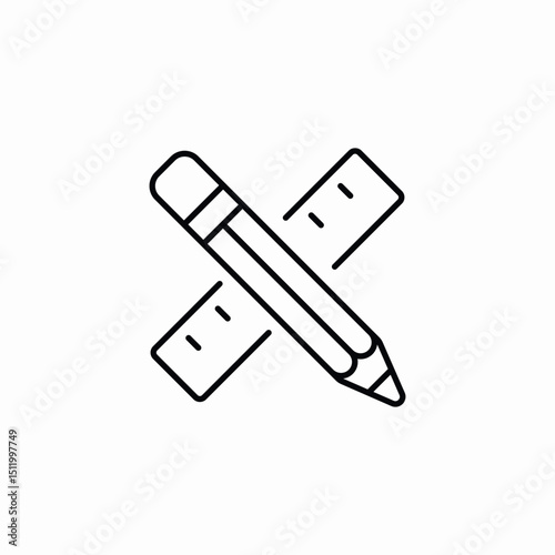 pencil ruler icon sign vector