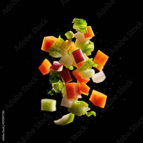 Fresh ingredients hover while preparing