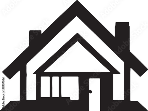 Clean Lineart Home with Wide Gable Roof and Entry Porch