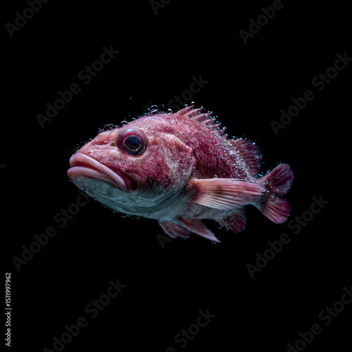 Colorful fish swimming in dark water background