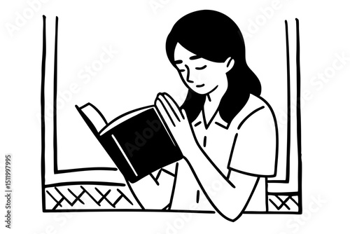 Young asian woman wearing white short sleeve shirt and holds holy bible to reading and praying to god about spirituality faith worship isolated