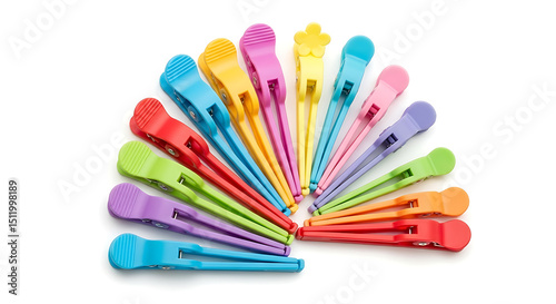 Colorful Hair Clips on White Background