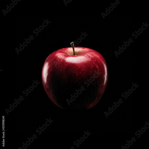Bright red apple against a black background