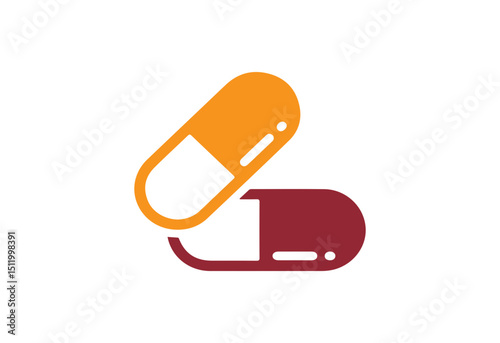 Modern Capsule Icon Logo Design, Medicine Symbol, Pharmaceutical Art, Health Care Emblem, Medical Capsule Illustration, SVG File