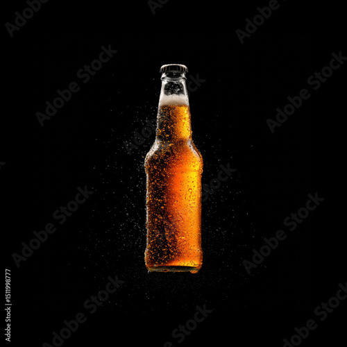 Gold sparkling drink on dark backdrop