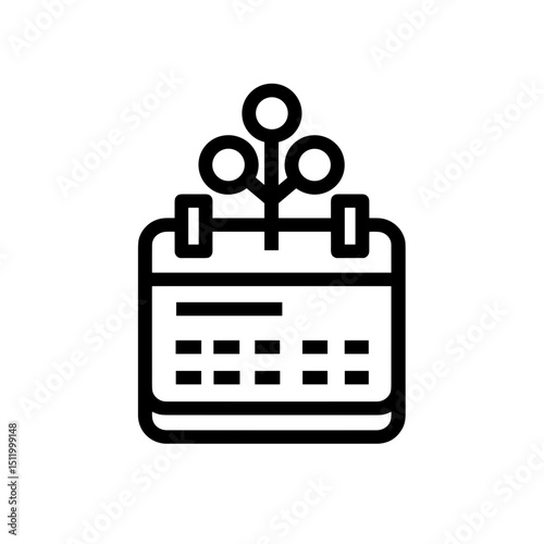 Minimalist calendar icon with plant sprout detail  