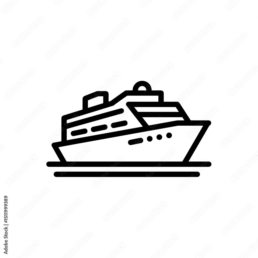 Obraz premium Minimalist line art illustration of a cruise ship on water 