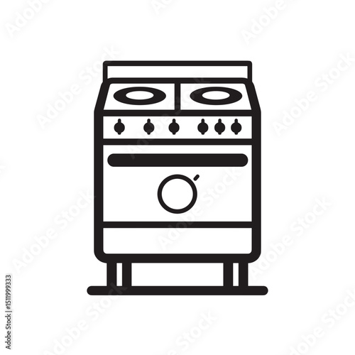 Minimalist line art of cooking stove in simple black design  