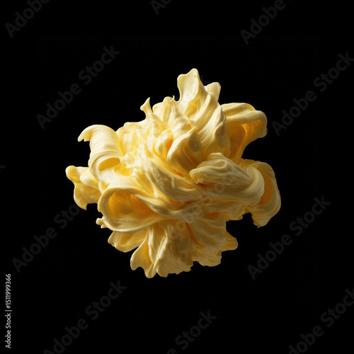 Whipped butter swirls against black backdrop