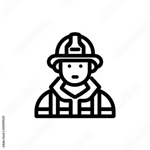 Minimalist line art of a firefighter in uniform  