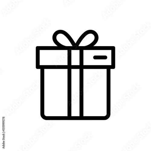 Minimalist black line art gift box with ribbon  