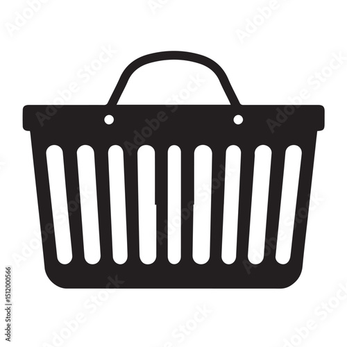 Simple black shopping basket icon for web design