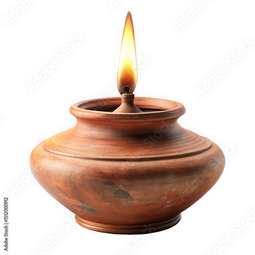Wallpaper Mural An elegant clay oil lamp with a warm flame illuminating its surroundings, creating a serene and tranquil atmosphere perfect for meditation or relaxation. Torontodigital.ca