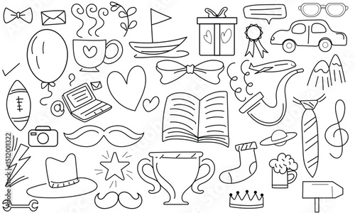 Father day pattern. doodle style illustration background