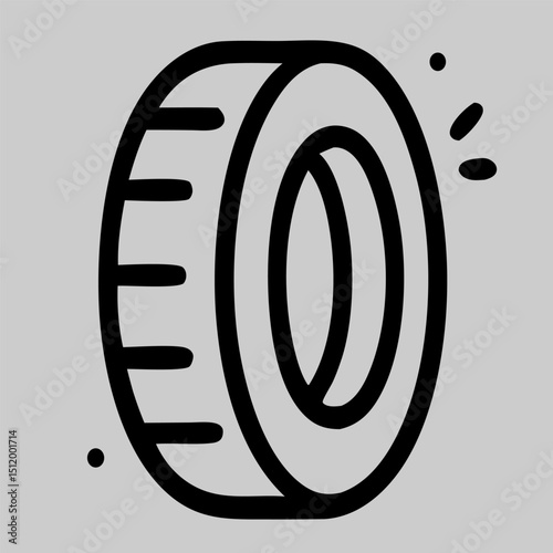 Thick tire icon vector with layered tread marks, perfect for off-road, trucks, durability visuals, or heavy-duty automotive and mechanical design themes.