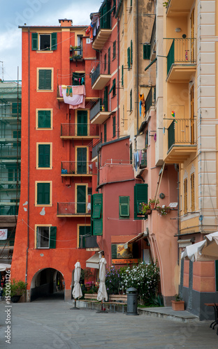 The bright facades of the houses in Camogli create the atmosphere of a typica...