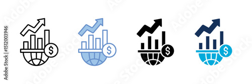 Global Market Icon Set Multiple Style Collection