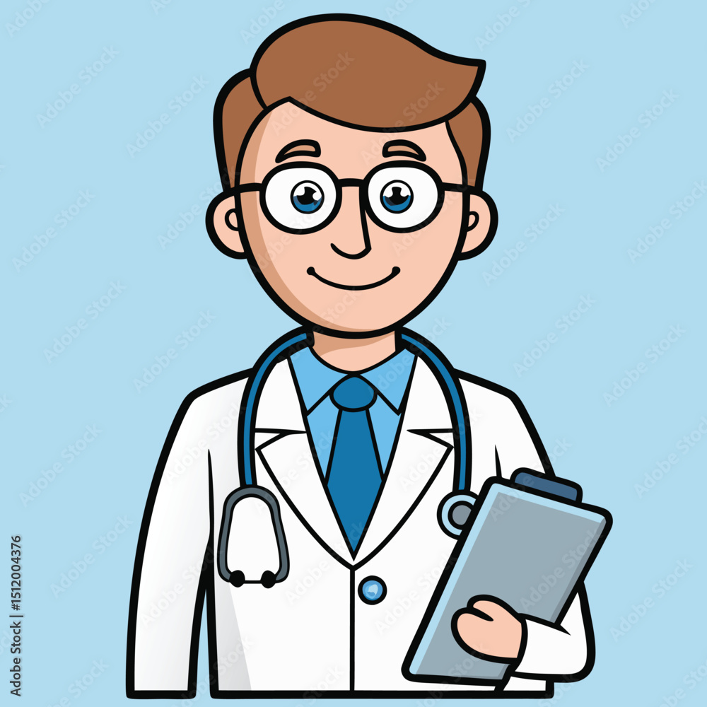Professional Male Doctor Flat Design Vector Professional Male Doctor Flat Design Vector