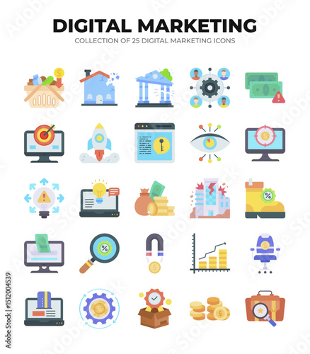 Collection of 25 Digital Marketing Icons. Boost Your Brand with Engaging Visuals