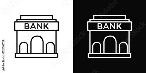 Bank building icon. Simple element illustration. outline and flat symbol design