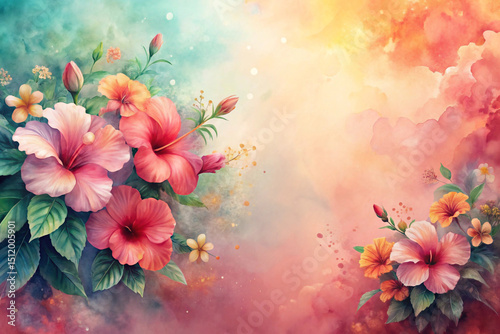 Watercolor diffusion with juicy floral pigment flow