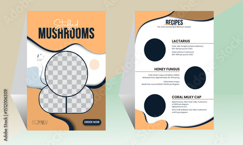 Restaurant Food Menu Layout. Mushrooms food menu.