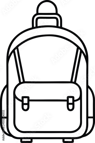 Backpack Icon, School Bag Outline, Travel Pack Illustration