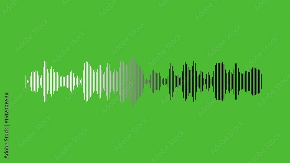 The audio waves icon animates with vibrant, rhythmic pulses. Each wave fluctuates in height, synchronized to a beat, glowing in neon hues. The movement creates a dynamic, rhythmic sound visualization