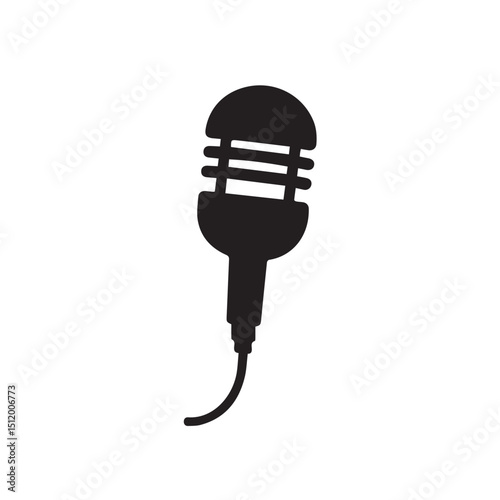 Retro microphone icon black silhouette simple design
