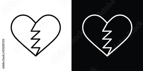 Broken heart icon. Simple element illustration. outline and flat symbol design
