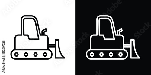 Bulldozer icon. Simple element illustration. outline and flat symbol design