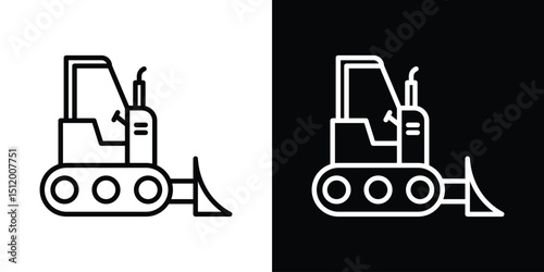 Bulldozer icon. Simple element illustration. outline and flat symbol design