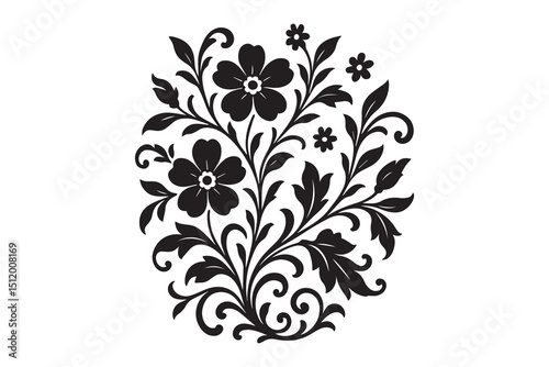 Elegant flower design silhouette with white background