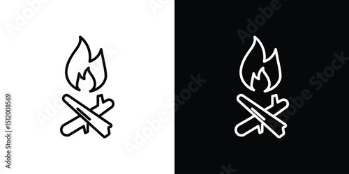 Campfire icon. Simple element illustration. outline and flat symbol design