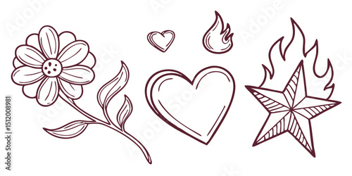 vector art heart fire notebook decorate poster social media.